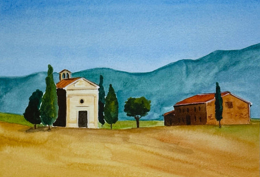 tuscany watercolor postcard