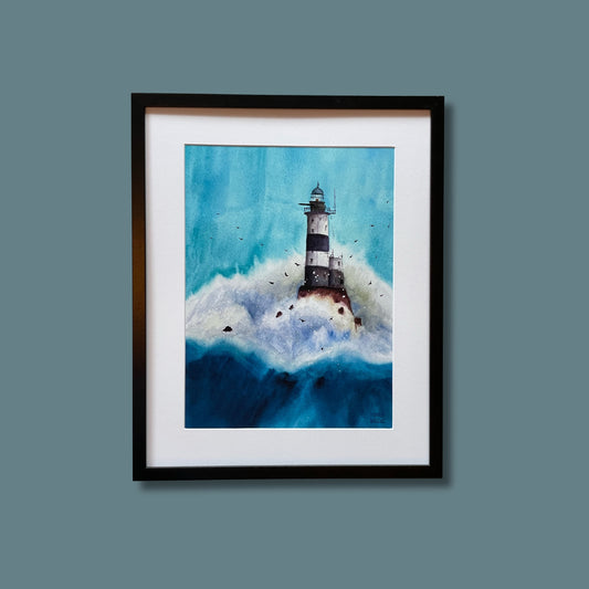 Abandoned Lighthouse Watercolor Poster