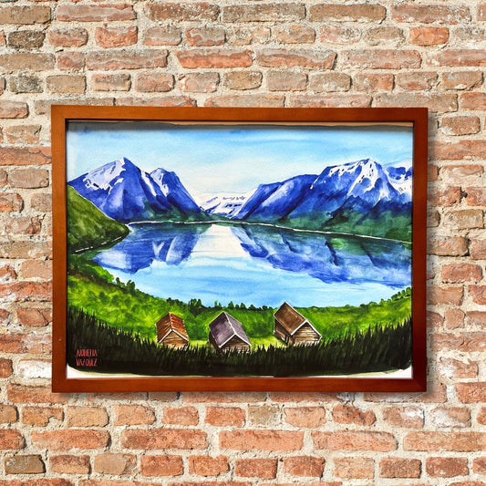 Fjord Stryn, Norway Watercolor Art Print