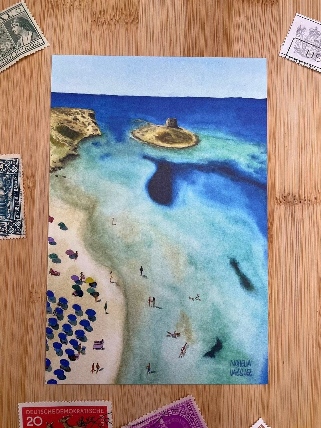 Aerial view of a Sardinia beach postcard from the Travel Postcard Set