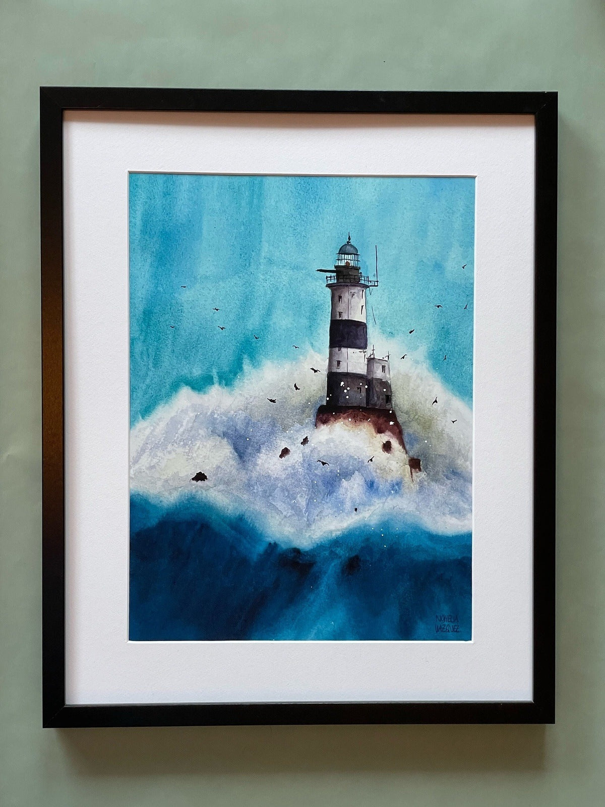 Abandoned Lighthouse Watercolor Poster