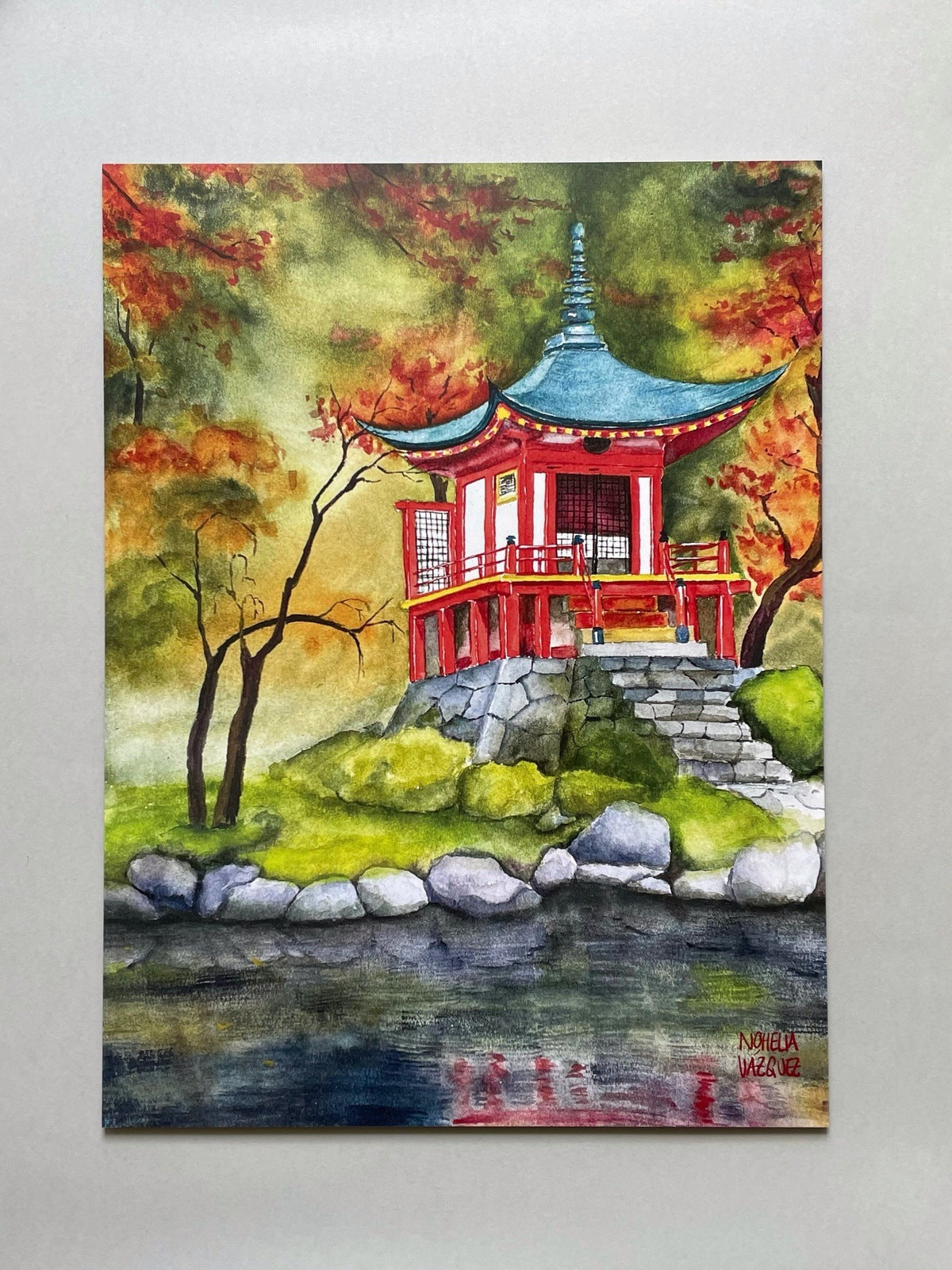 Kyoto Temple Watercolor Aluminum Poster