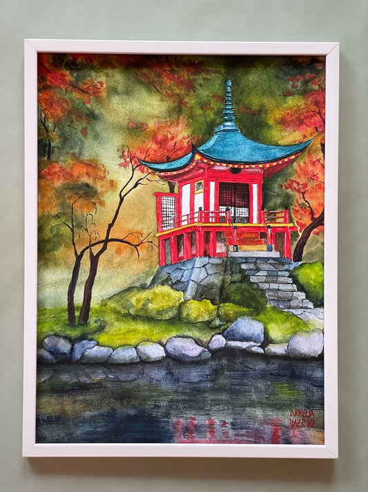 Kyoto Temple Watercolor Poster