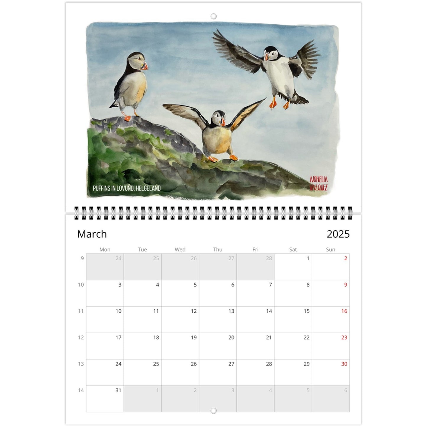 2025 Monthly Wall Art Calendar: Norwegian Landscapes in watercolor