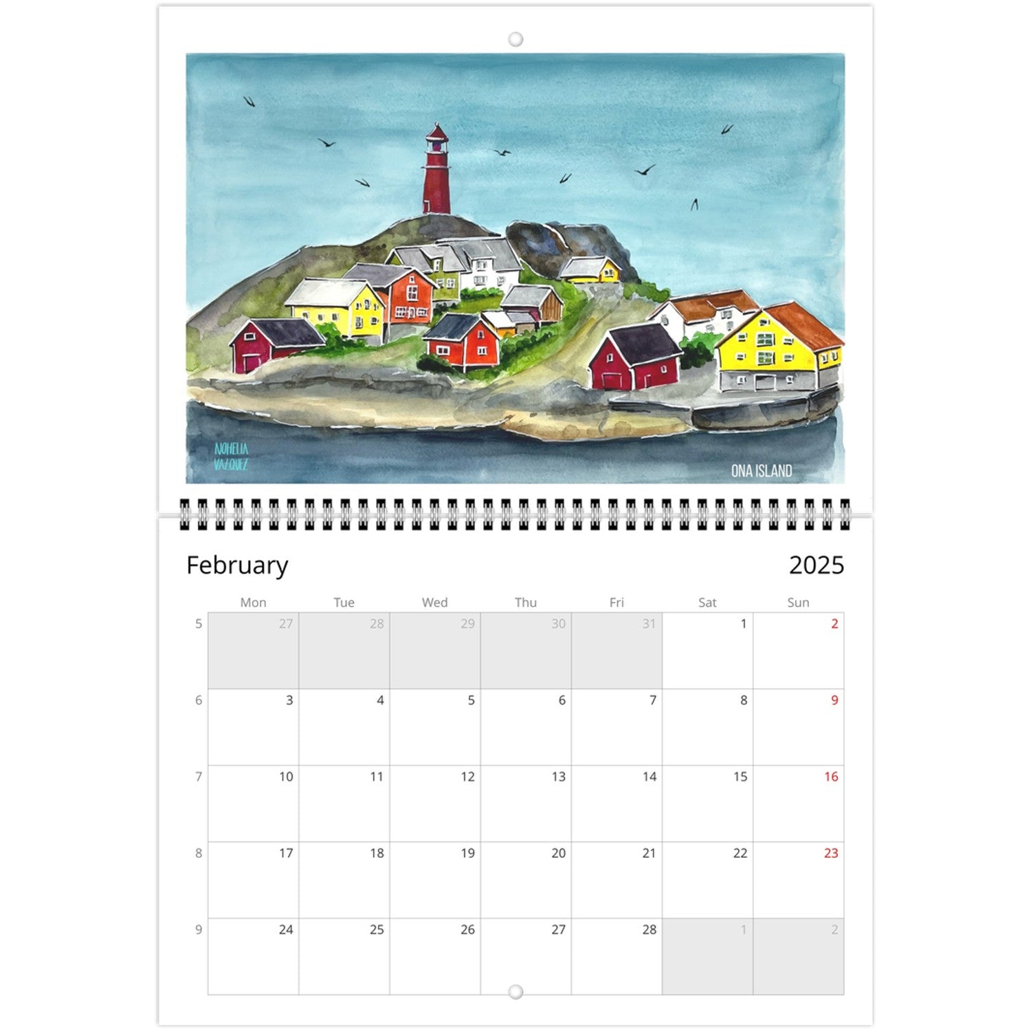 2025 Monthly Wall Art Calendar: Norwegian Landscapes in watercolor