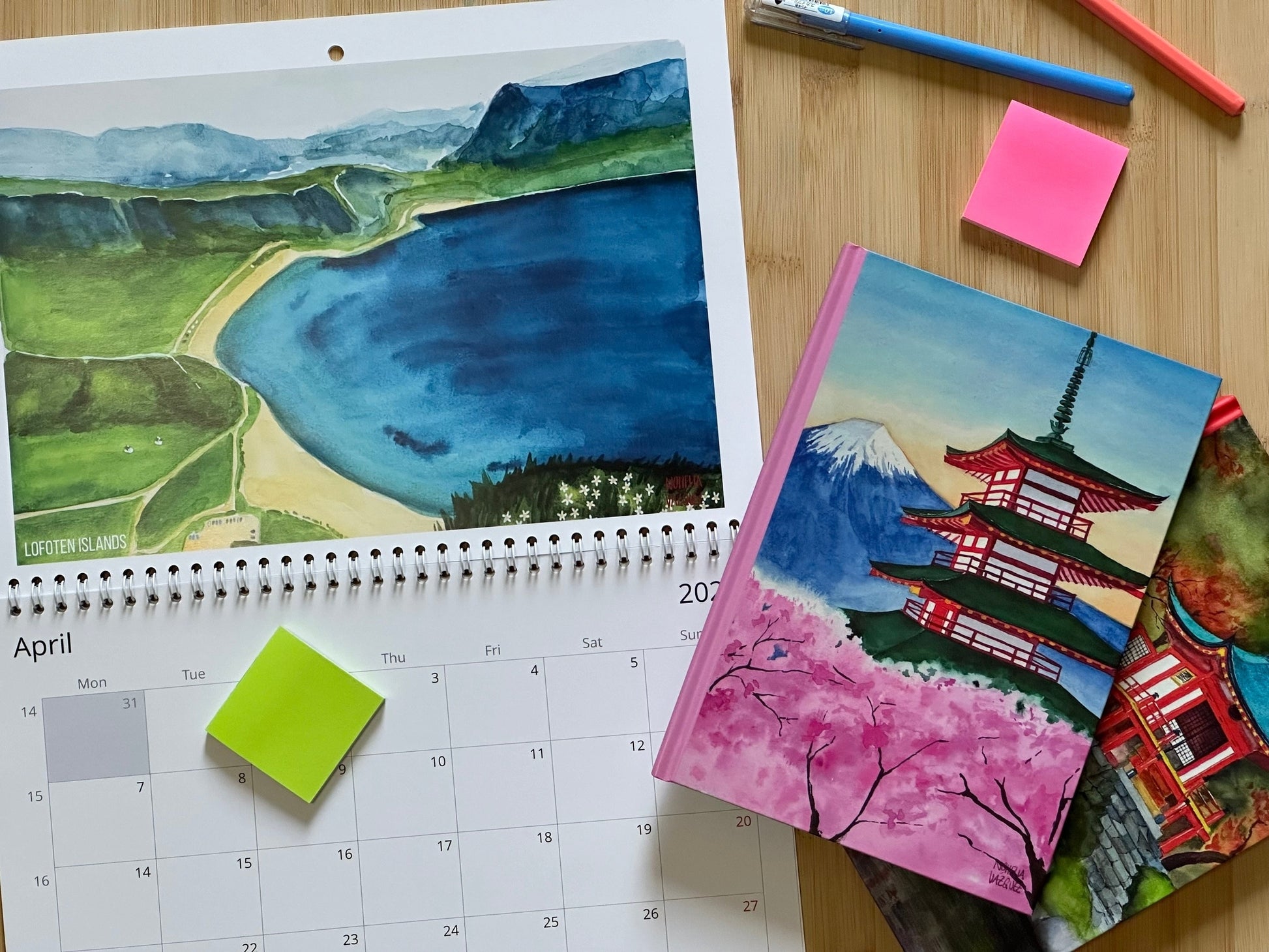 2027 Monthly Wall Art Calendar: Norwegian Landscapes in watercolor