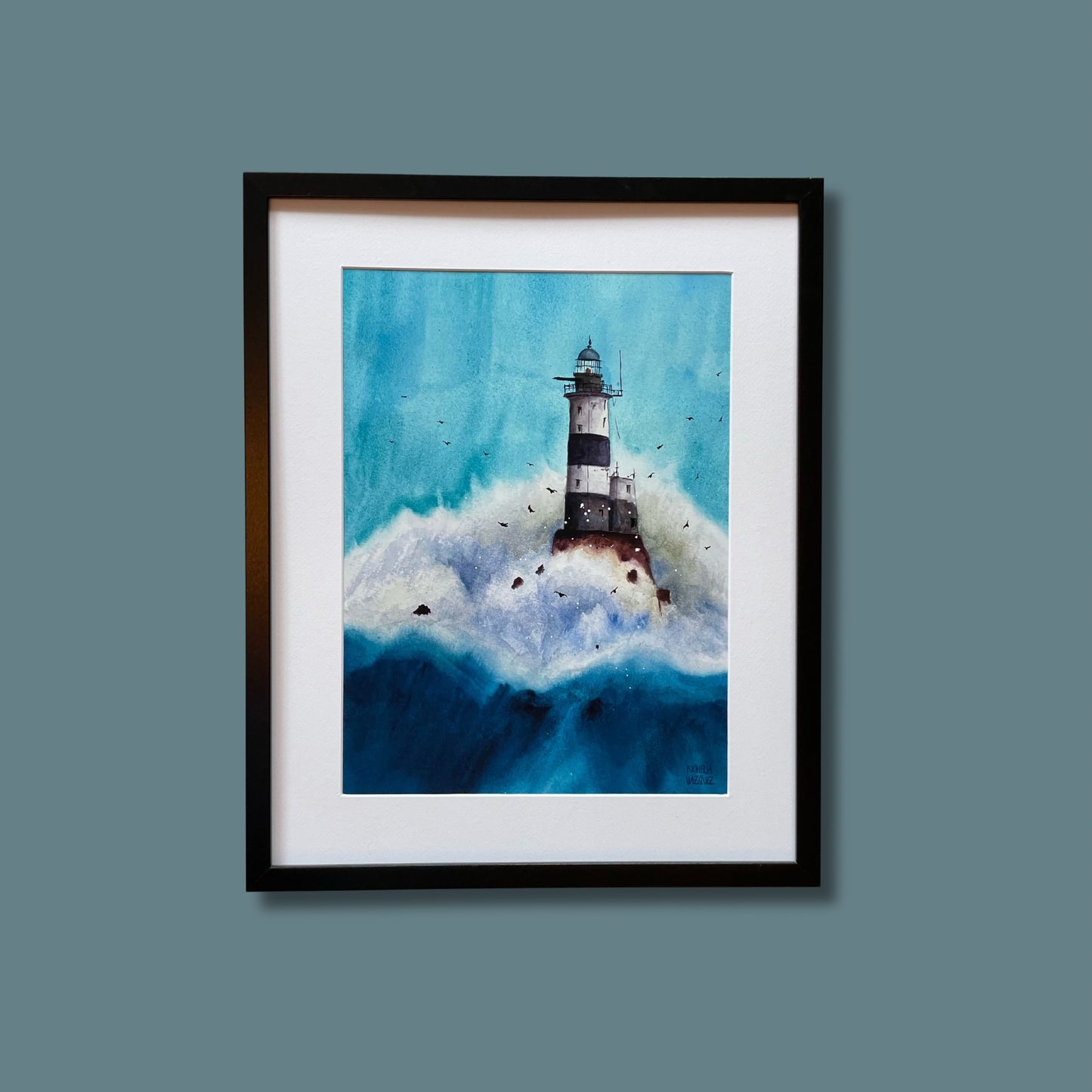 Abandoned Lighthouse Watercolor Poster