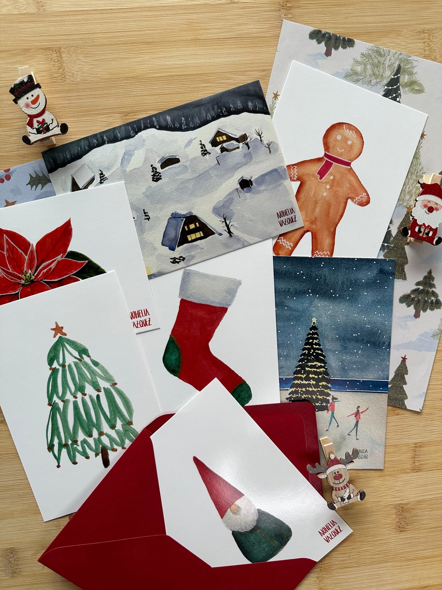 Christmas postcards set - watercolor edition