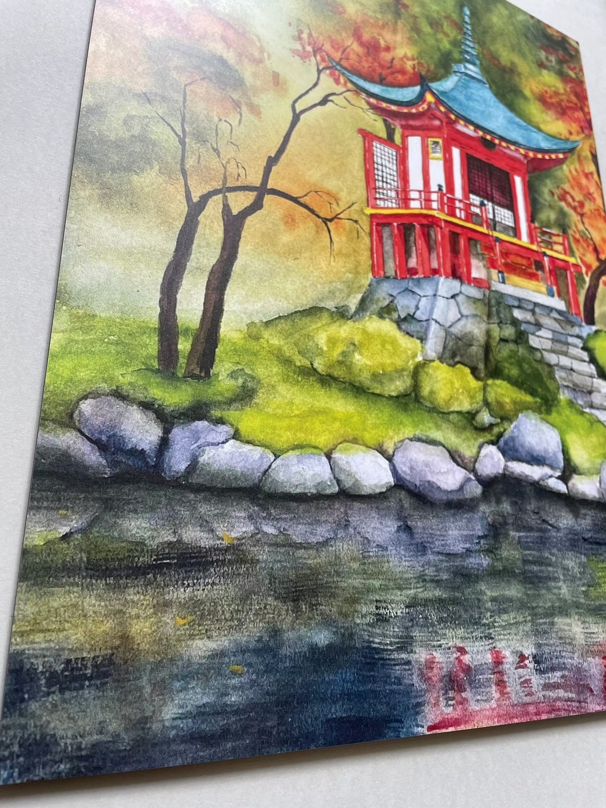 Kyoto Temple Watercolor Aluminum Poster