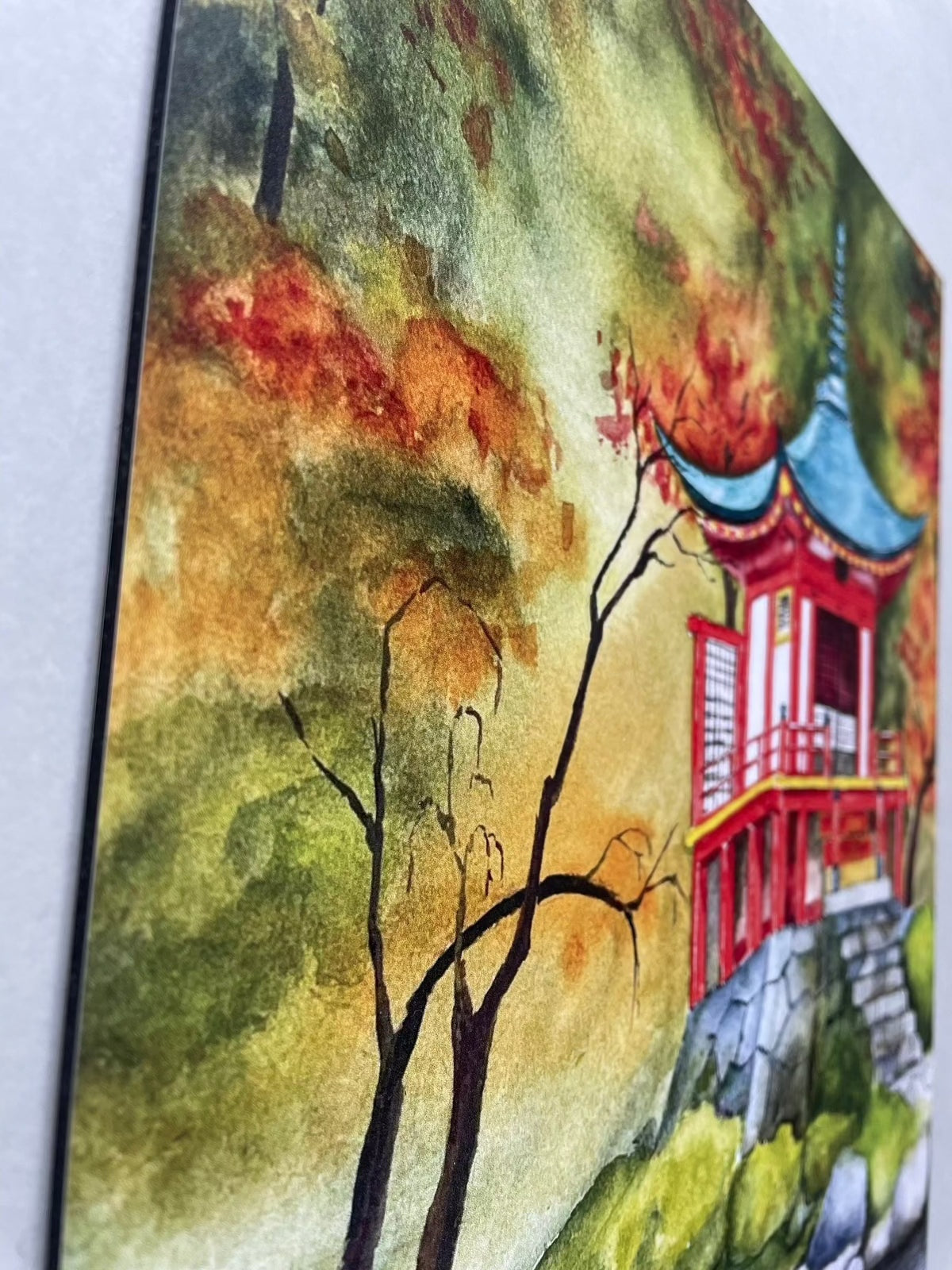 Kyoto Temple Watercolor Aluminum Poster