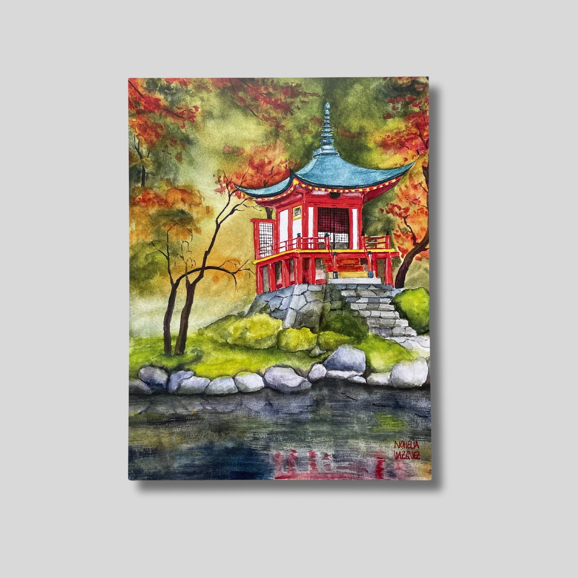 Kyoto Temple Watercolor Aluminum Poster