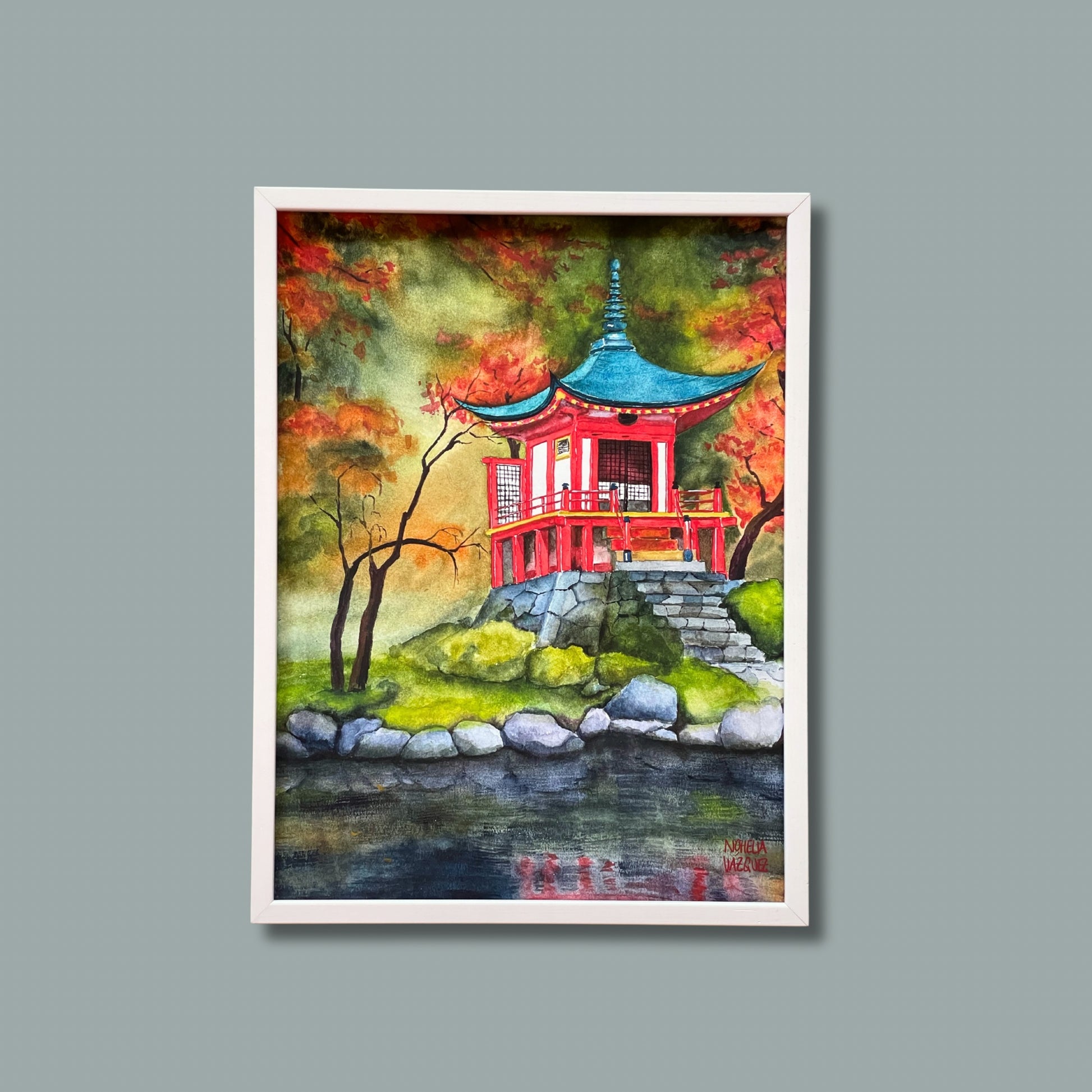 Kyoto Temple Watercolor Poster