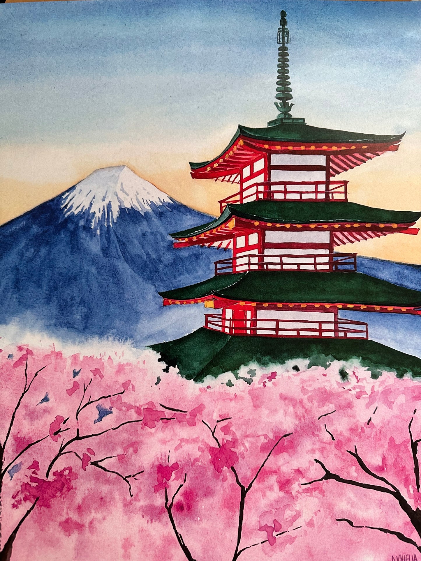 Mount Fuji Watercolor Poster