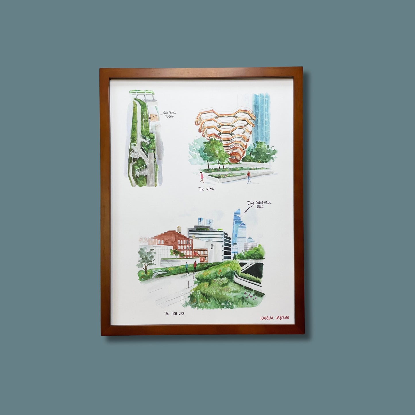 New York City's Highline Park Watercolor Poster