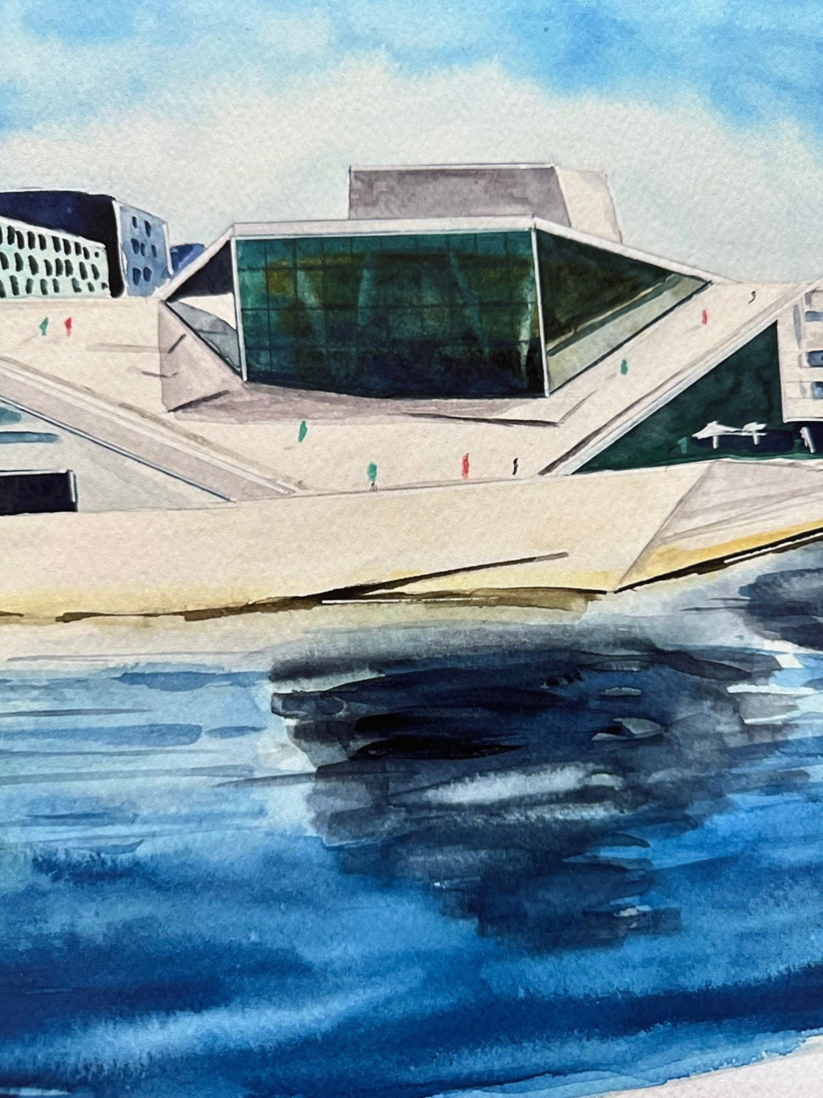 Oslo’s Opera House Norway Watercolor Art Print